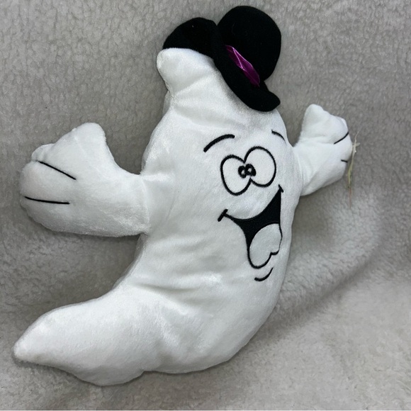 Ghost plush top hat vintage Halloween decor 12" The Amusement Factory with tag - Picture 2 of 11